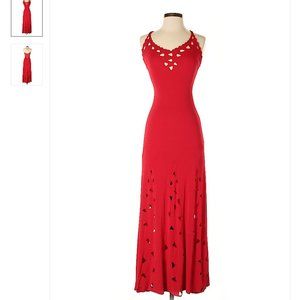 Nicole Bakti Red Maxi Gown Dress with Cutouts (XS)